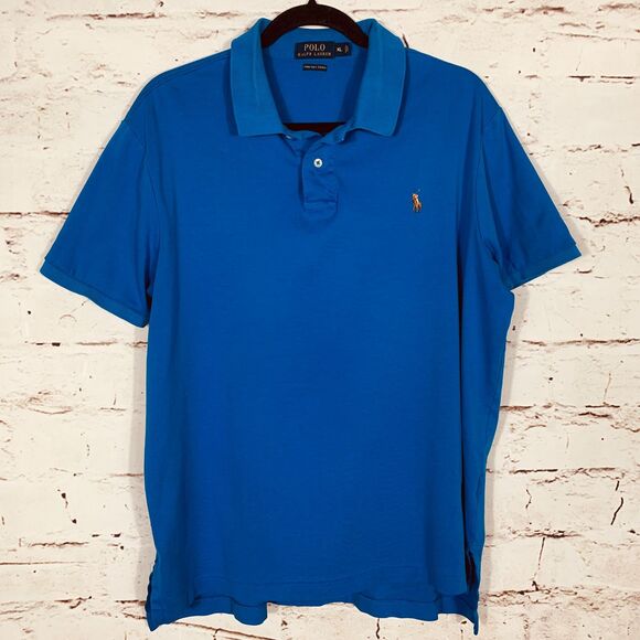 Polo Ralph Lauren XL Blue Cotton Pima Soft Touch Polo Shirt Classic Fit Preppy - Picture 1 of 12